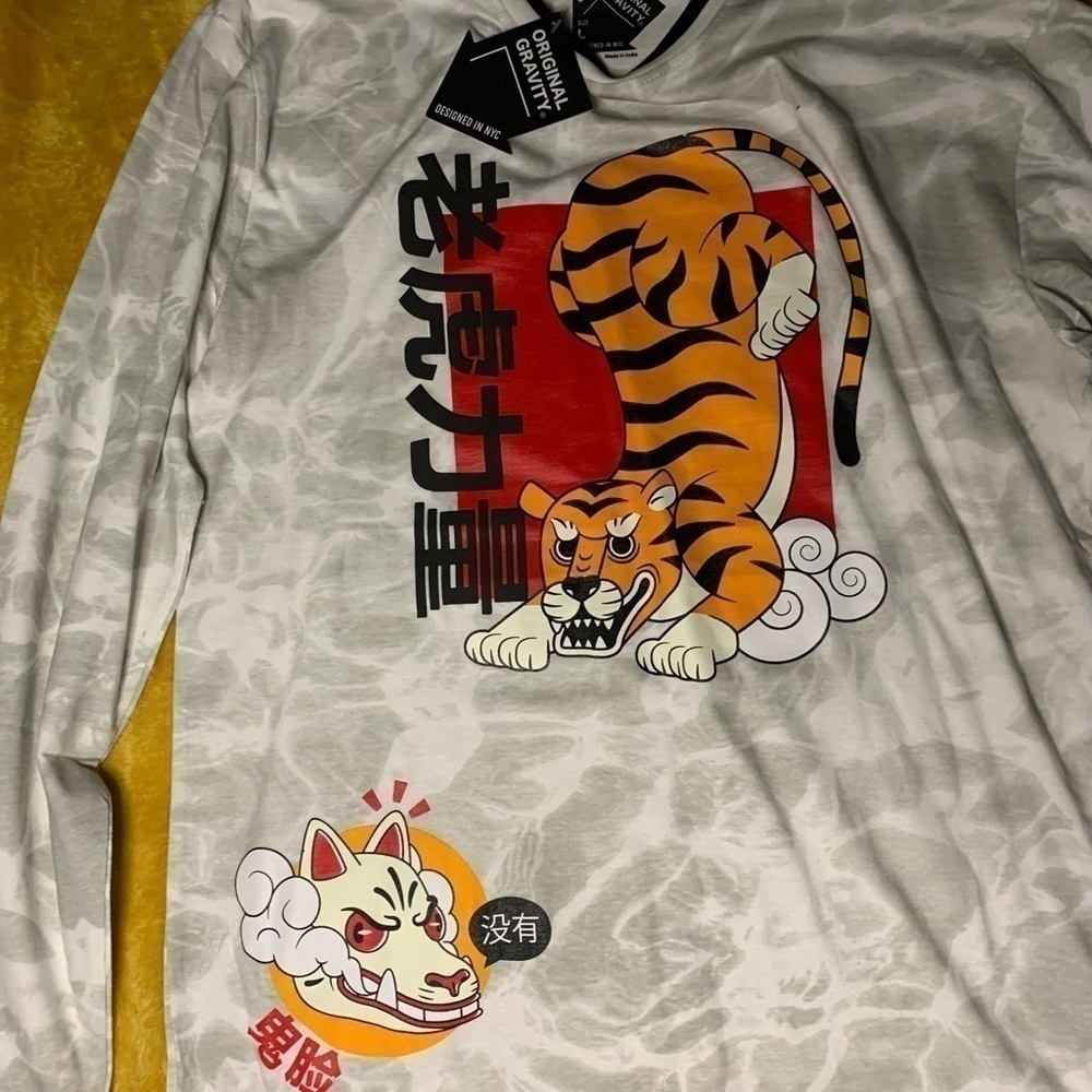 Original Gravity Men’s  NWT Long Sleeve T-Shirt 'Tiger Motif  ' Size L‌‌‌‍‍‍‍‍‍‍ - Picture 2 of 4